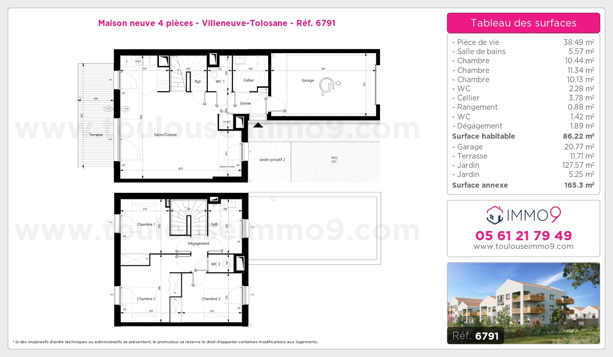 Plan et surfaces, Programme neuf Villeneuve-Tolosane Référence n° 6791