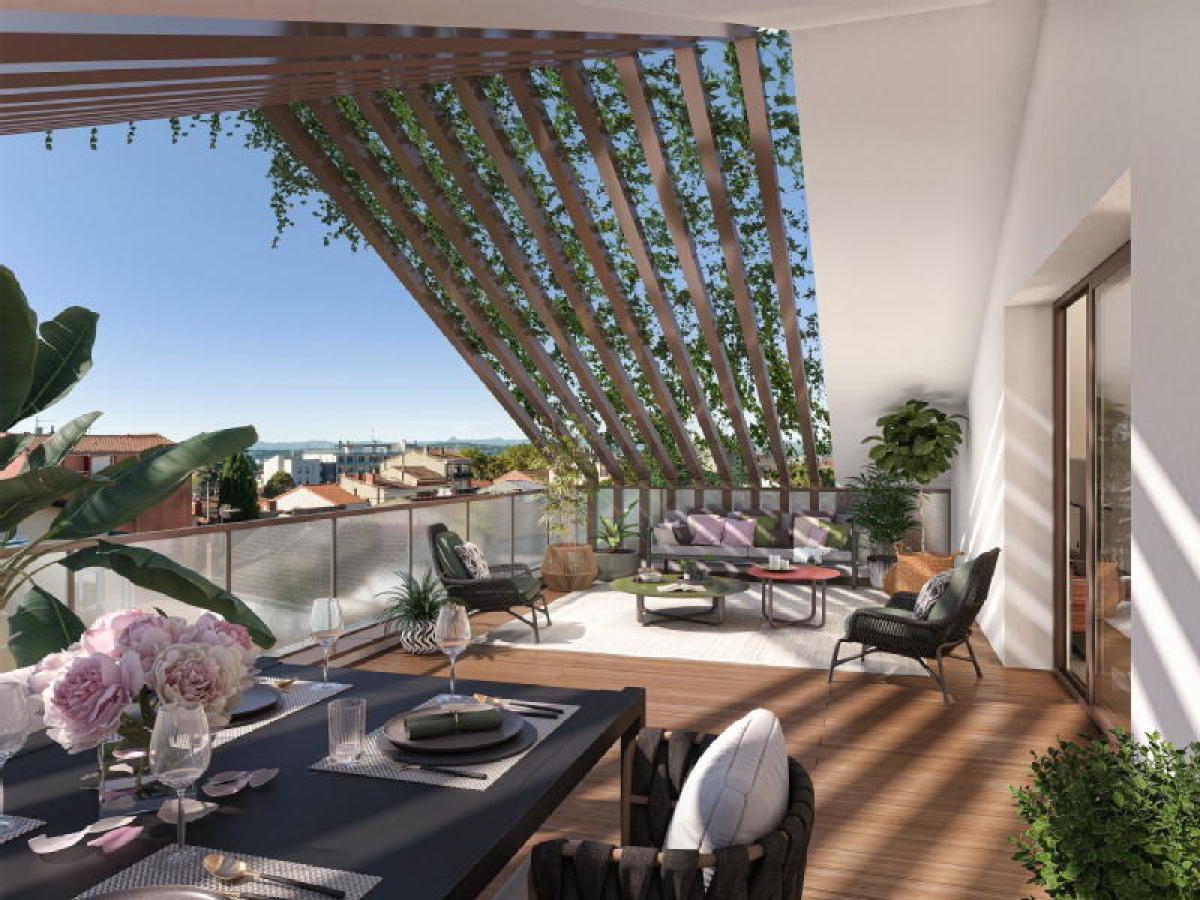  appartement haut de gamme Toulouse – Vue de la terrasse du programme Références à la Côte Pavée 