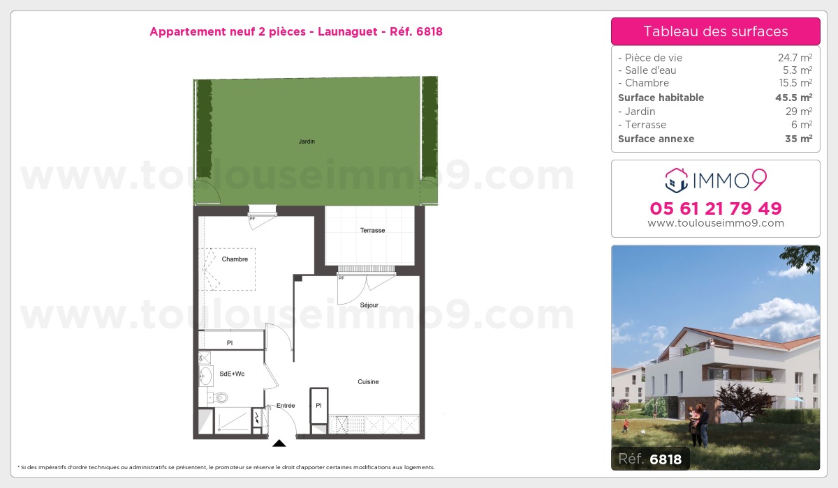 Plan et surfaces, Programme neuf Launaguet Référence n° 6818