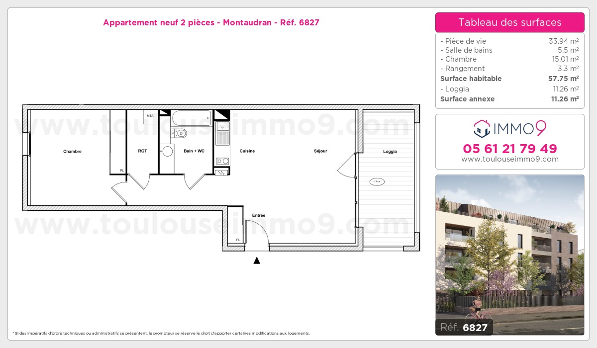 Plan et surfaces, Programme neuf Toulouse : Montaudran Référence n° 6827