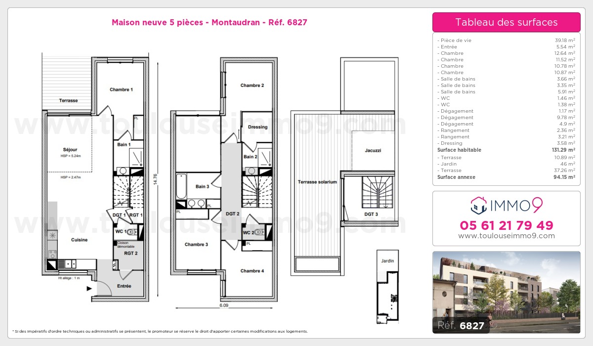 Plan et surfaces, Programme neuf Toulouse : Montaudran Référence n° 6827