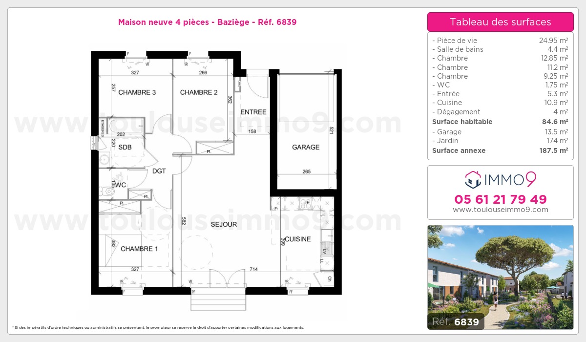 Plan et surfaces, Programme neuf Baziège Référence n° 6839