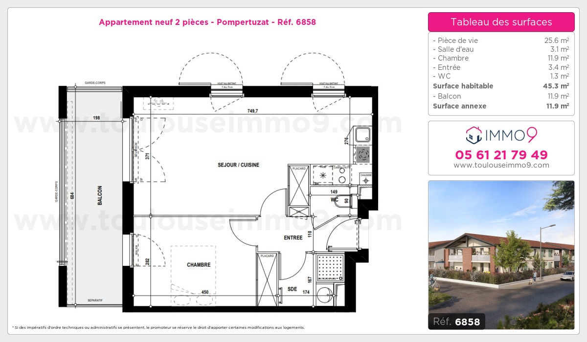 Plan et surfaces, Programme neuf Pompertuzat Référence n° 6858