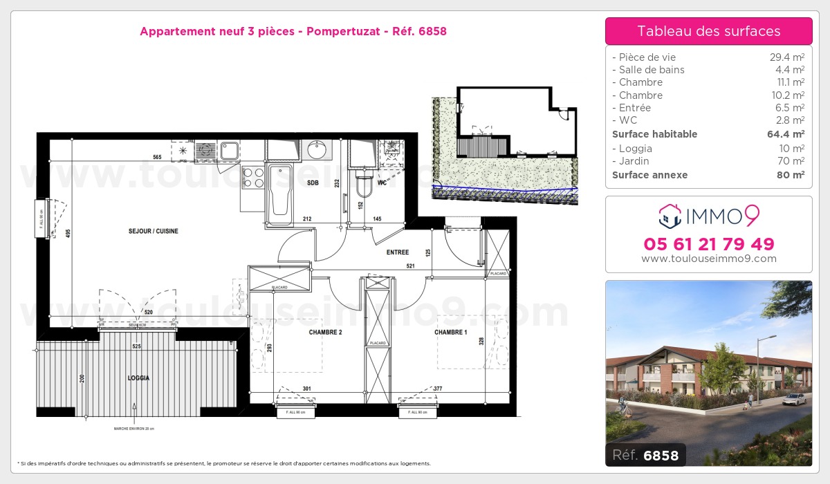 Plan et surfaces, Programme neuf Pompertuzat Référence n° 6858