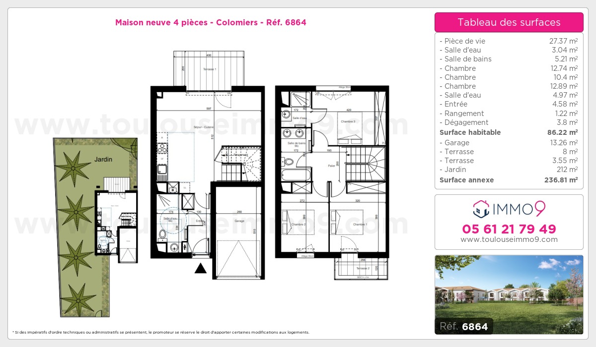 Plan et surfaces, Programme neuf Colomiers Référence n° 6864