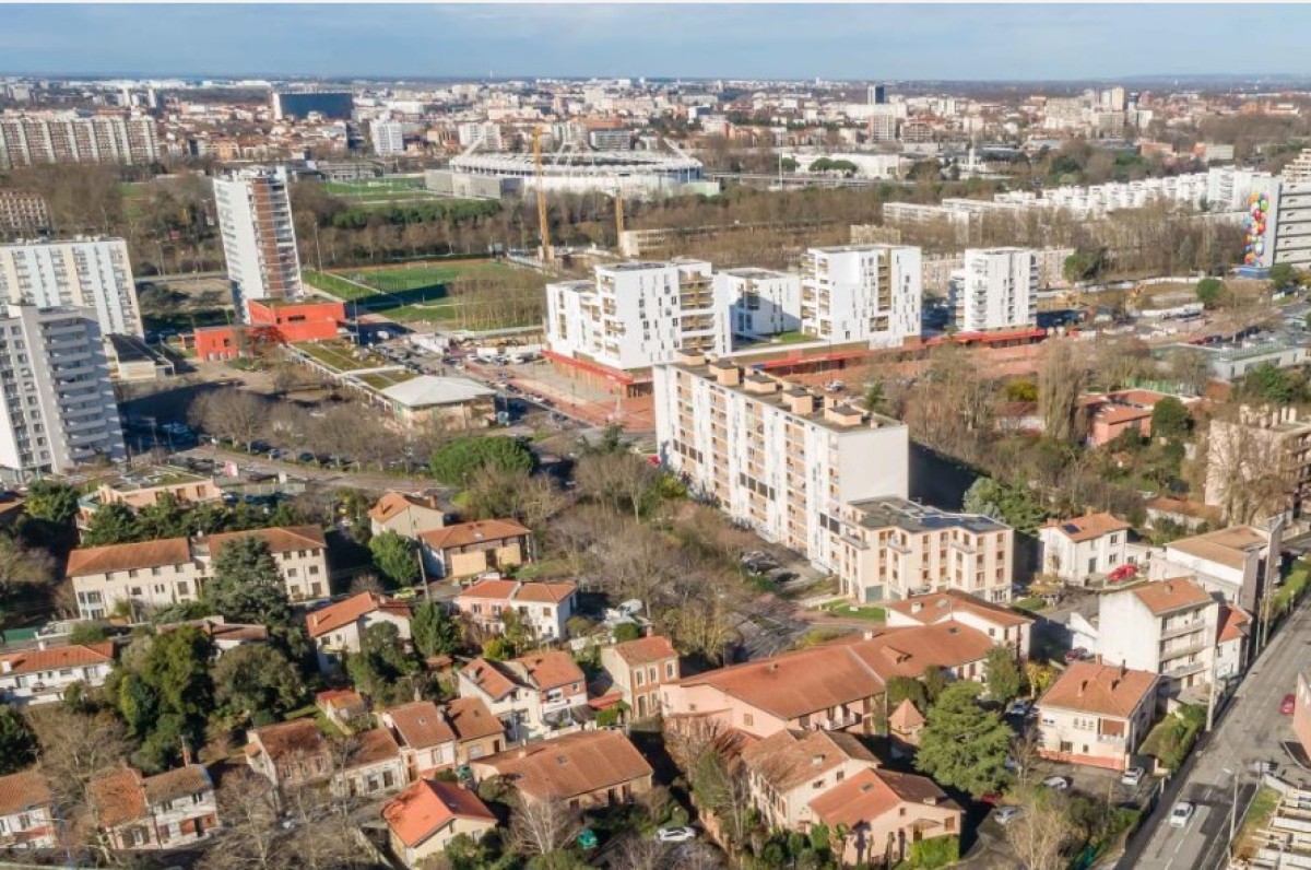 Passerelles Île du Ramier — quartier empalot vu du ciel