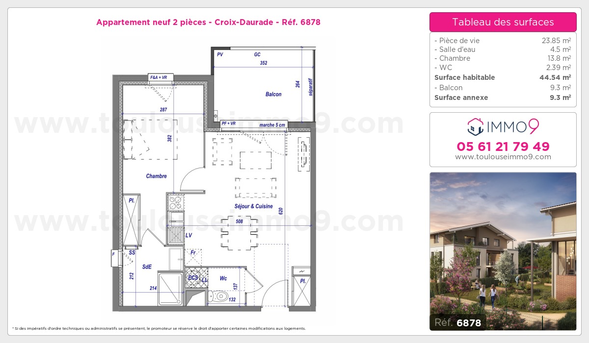 Plan et surfaces, Programme neuf Toulouse : Croix-Daurade Référence n° 6878