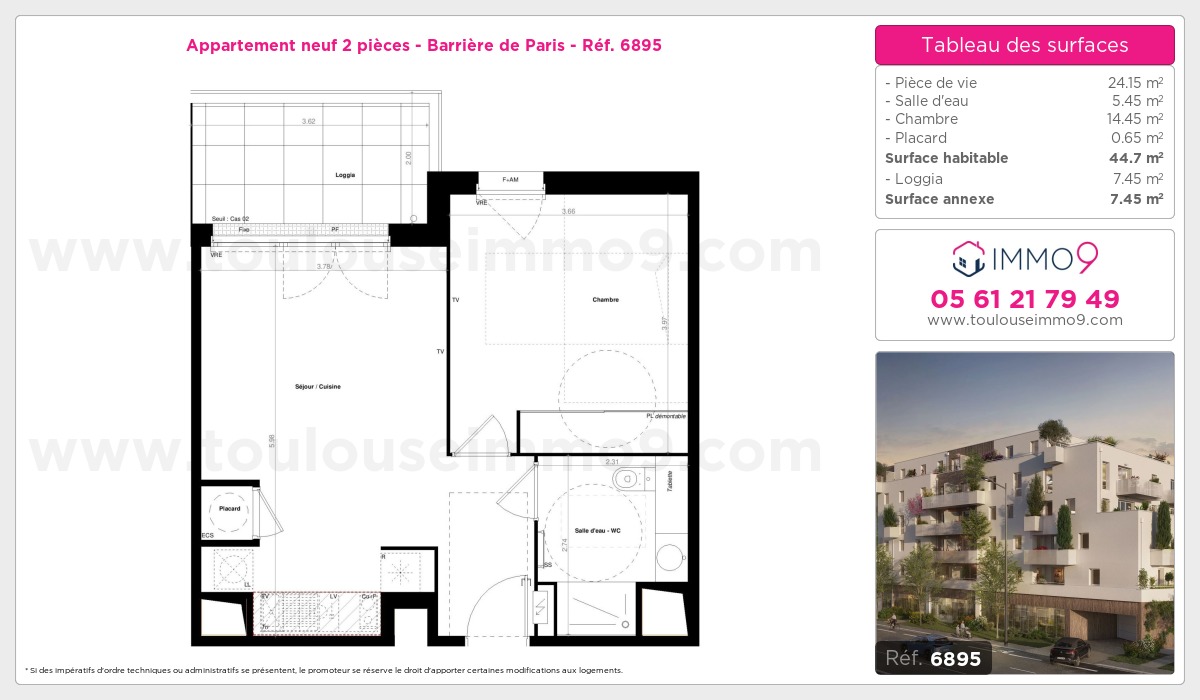 Plan et surfaces, Programme neuf Toulouse : Barrière de Paris Référence n° 6895