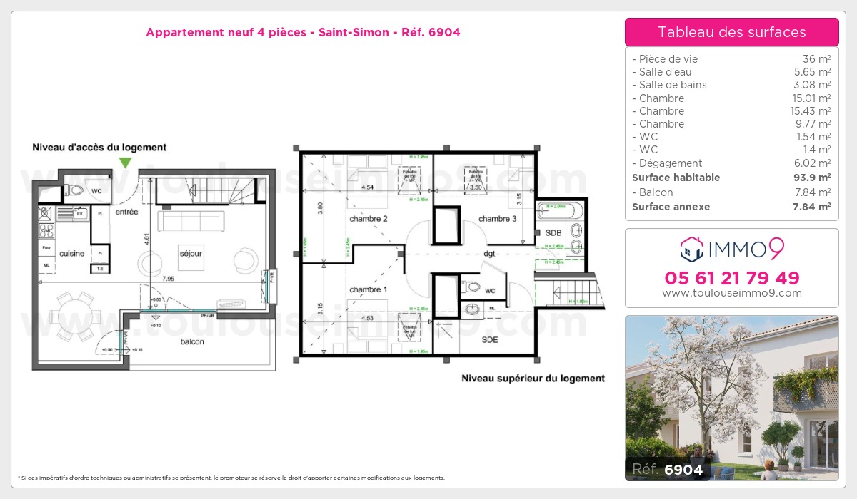 Plan et surfaces, Programme neuf Toulouse : Saint-Simon Référence n° 6904