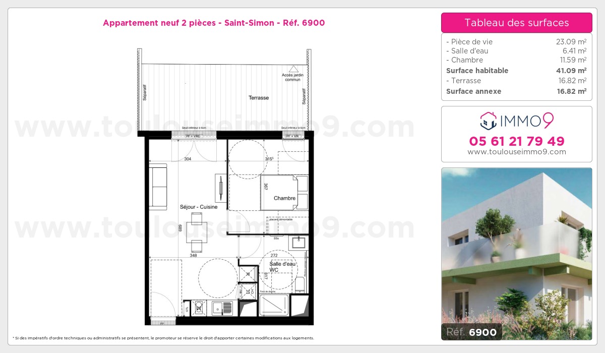 Plan et surfaces, Programme neuf Toulouse : Saint-Simon Référence n° 6900