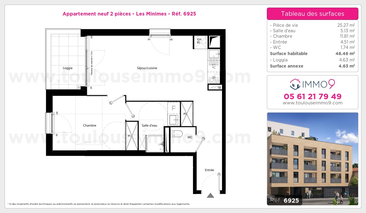 Plan et surfaces, Programme neuf Toulouse : Minimes Référence n° 6925