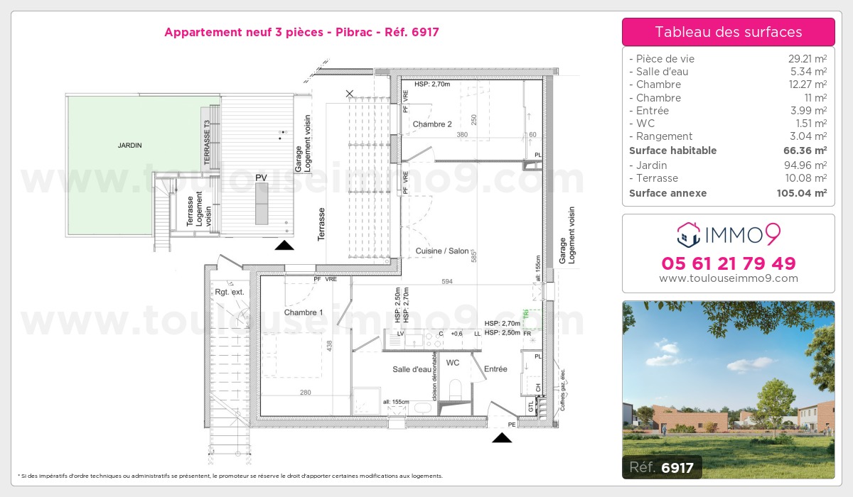 Plan et surfaces, Programme neuf Pibrac Référence n° 6917