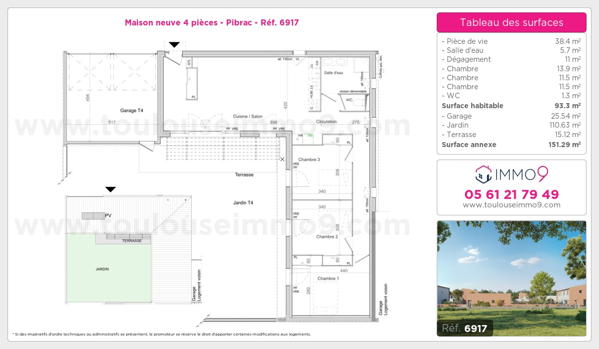 Plan et surfaces, Programme neuf Pibrac Référence n° 6917