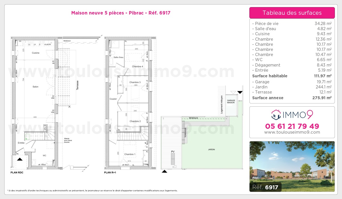 Plan et surfaces, Programme neuf Pibrac Référence n° 6917