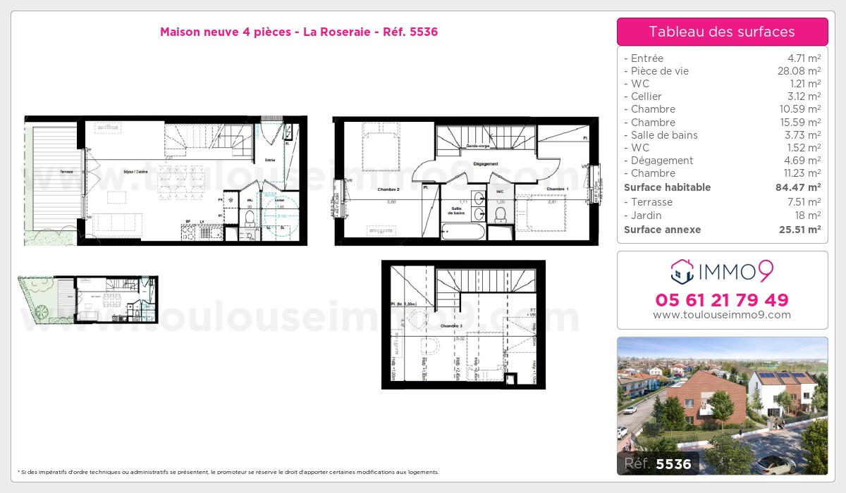 Plan et surfaces, Programme neuf Toulouse : Roseraie Référence n° 5536