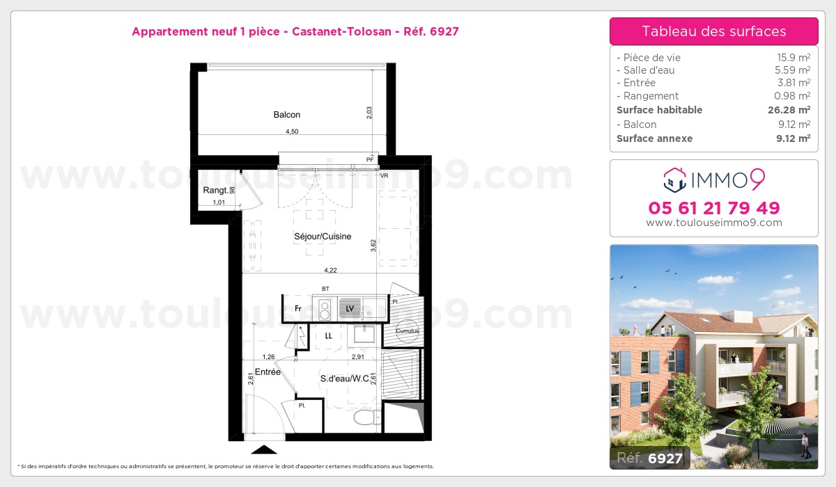 Plan et surfaces, Programme neuf Castanet-Tolosan Référence n° 6927