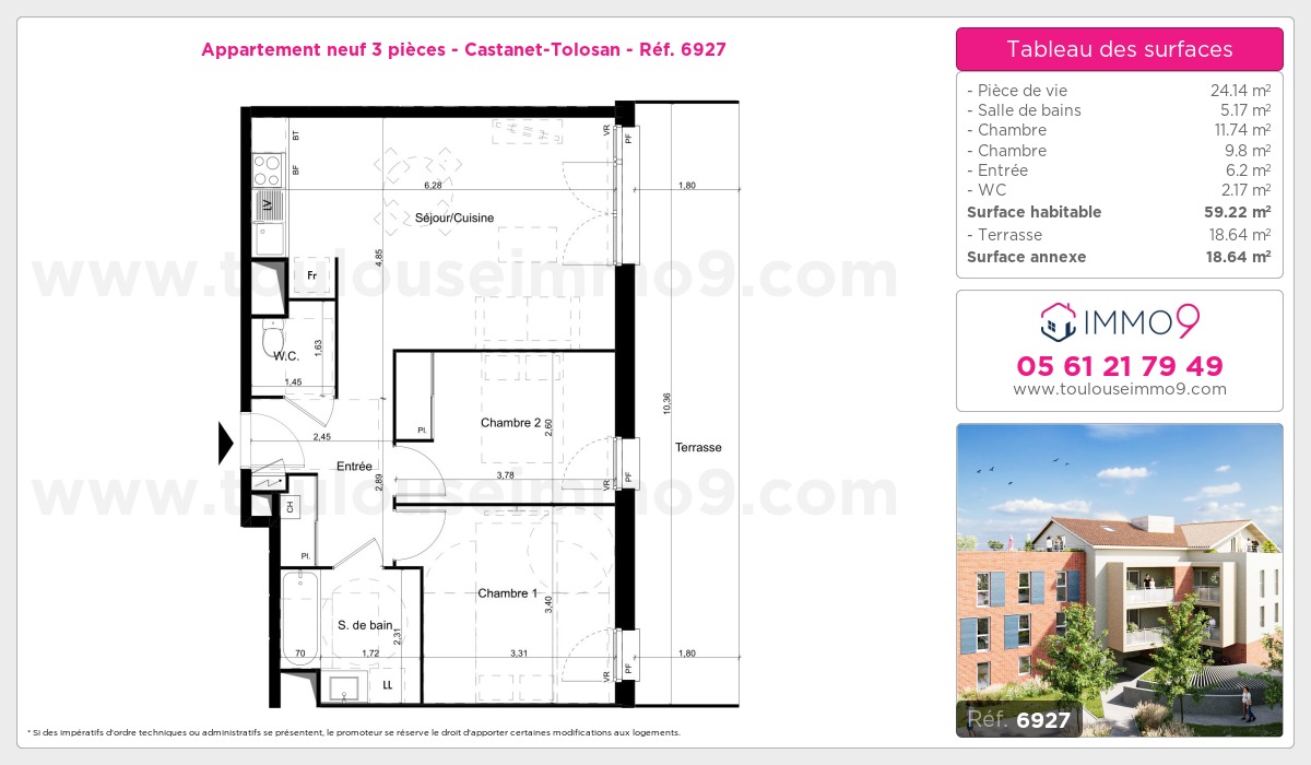 Plan et surfaces, Programme neuf Castanet-Tolosan Référence n° 6927