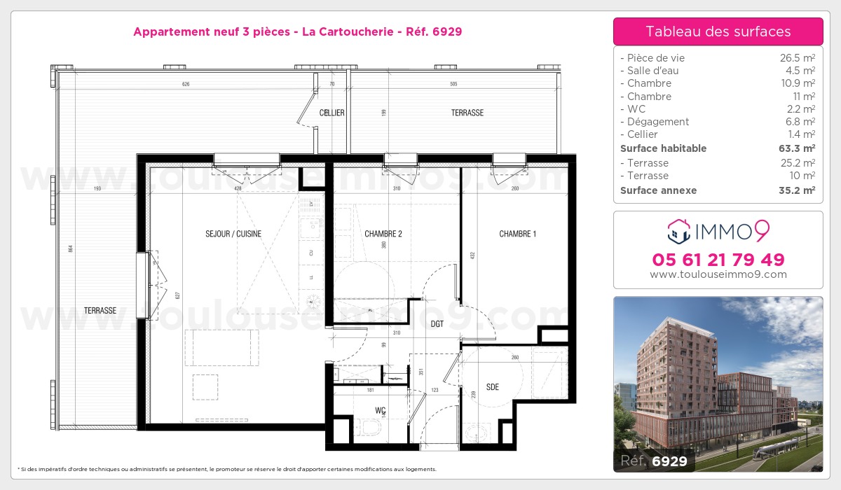 Plan et surfaces, Programme neuf Toulouse : Cartoucherie Référence n° 6929