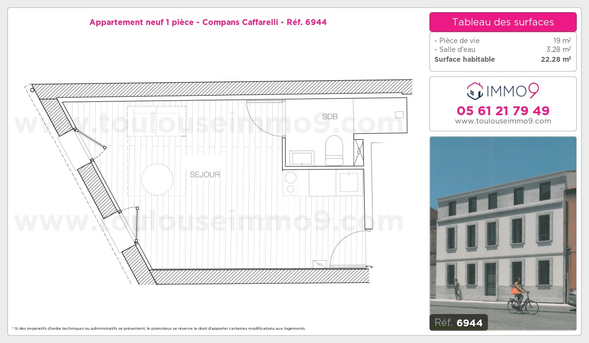 Plan et surfaces, Programme neuf Toulouse : Compans Caffarelli Référence n° 6944