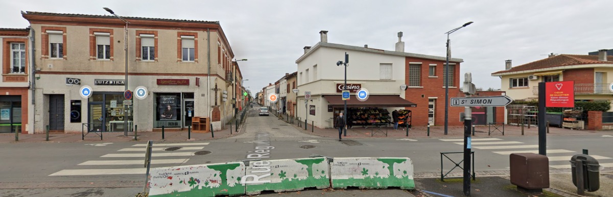 Saint-Simon Toulouse – vue sur quelques commerces de la place de l’église Saint-Simon