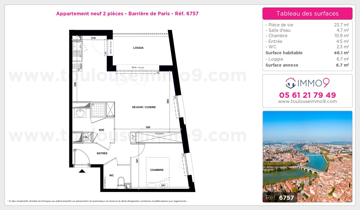 Plan et surfaces, Programme neuf Toulouse : Barrière de Paris Référence n° 6757