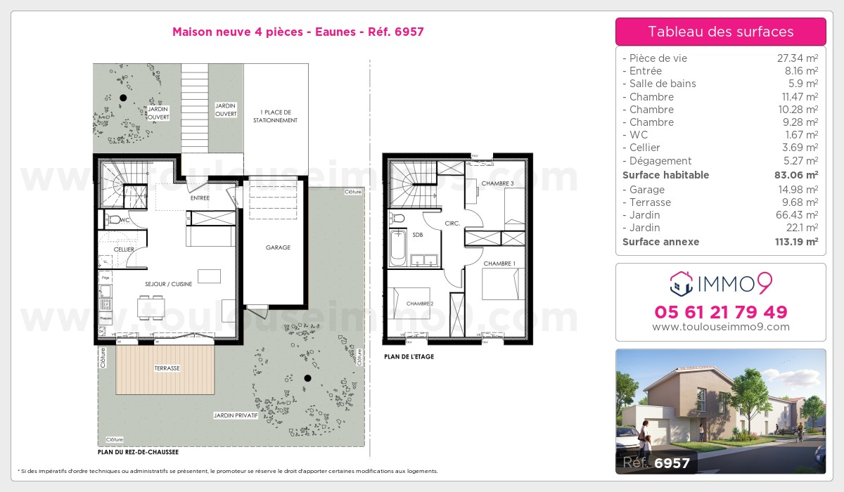 Plan et surfaces, Programme neuf Eaunes Référence n° 6957