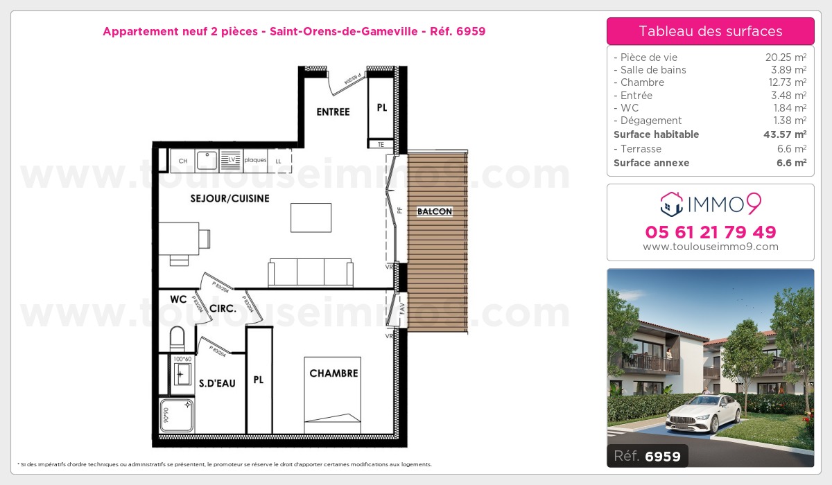 Plan et surfaces, Programme neuf Saint-Orens-de-Gameville Référence n° 6959