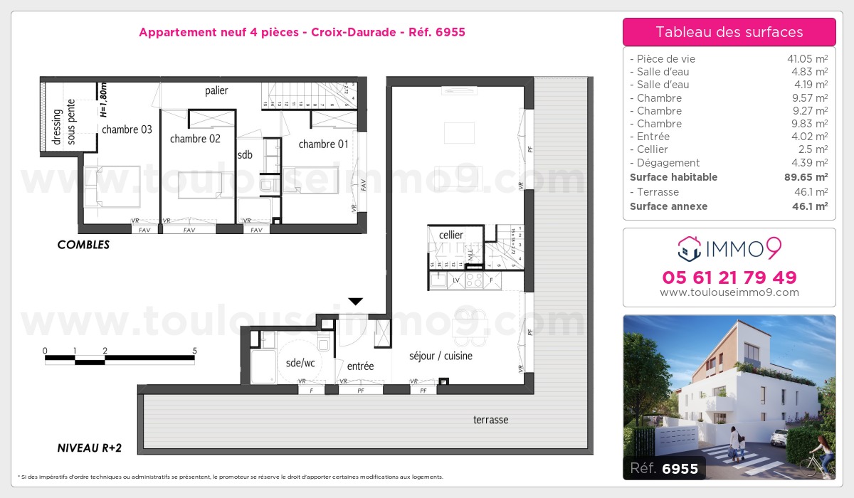 Plan et surfaces, Programme neuf Toulouse : Croix-Daurade Référence n° 6955