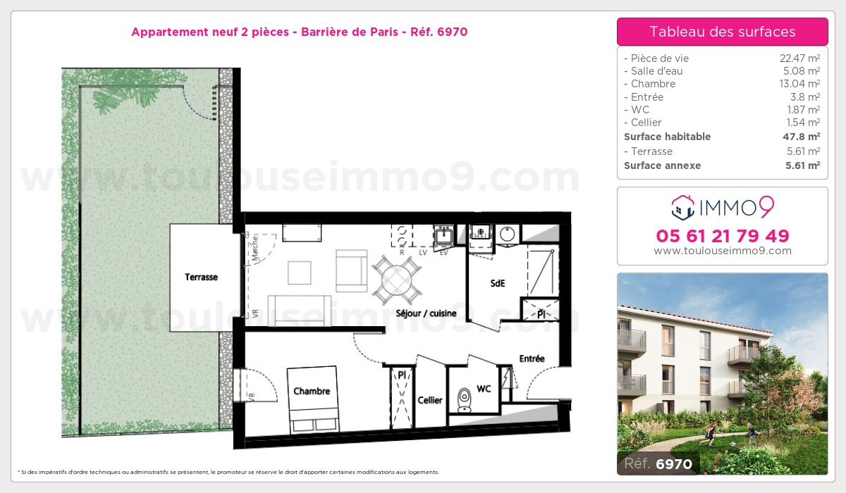 Plan et surfaces, Programme neuf Toulouse : Barrière de Paris Référence n° 6970