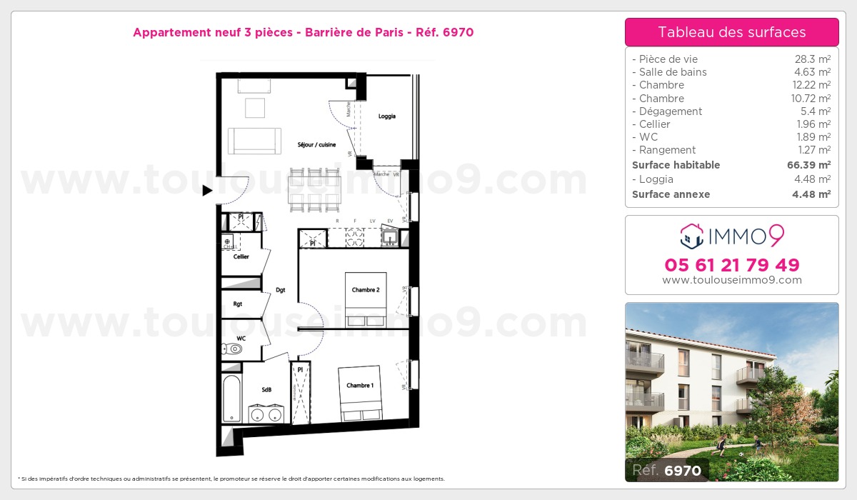 Plan et surfaces, Programme neuf Toulouse : Barrière de Paris Référence n° 6970