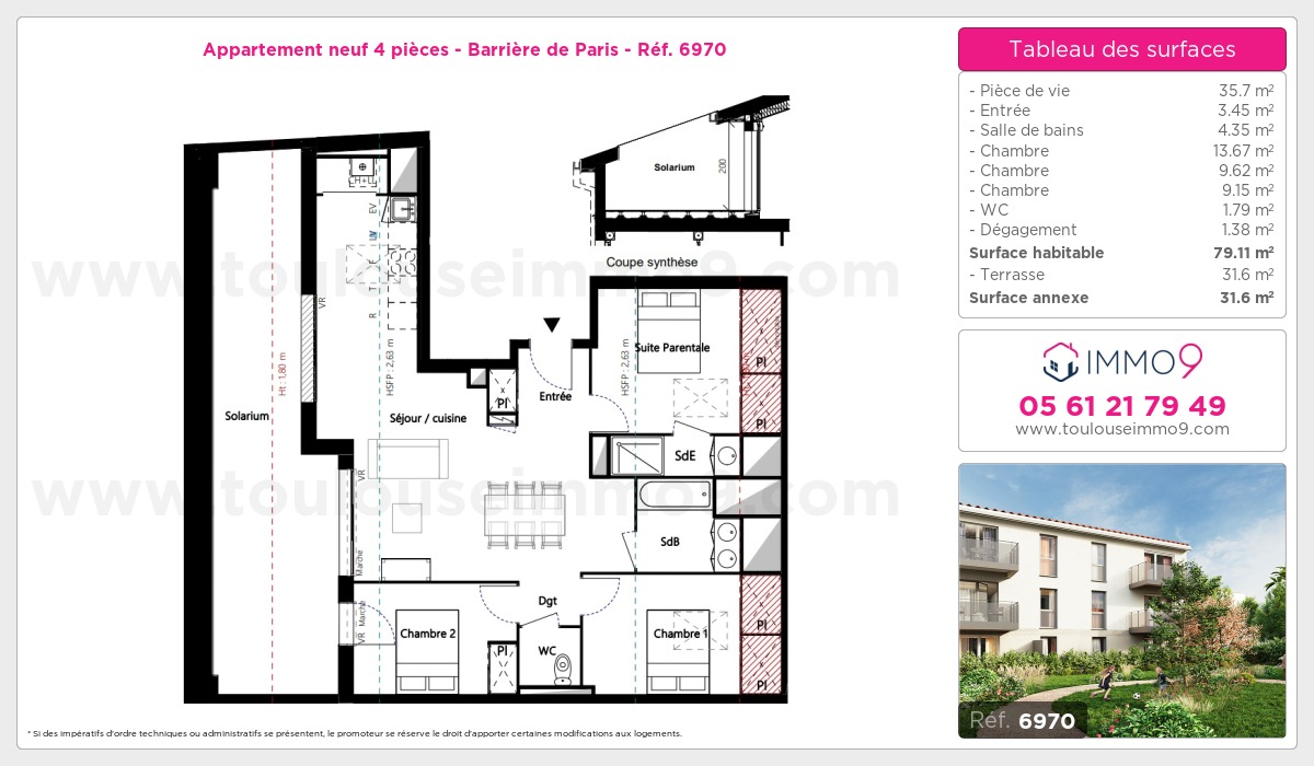 Plan et surfaces, Programme neuf Toulouse : Barrière de Paris Référence n° 6970