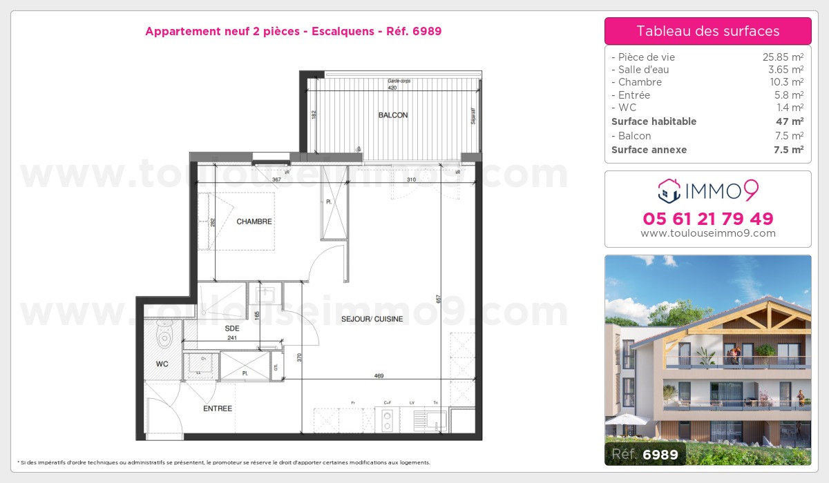 Plan et surfaces, Programme neuf Escalquens Référence n° 6989