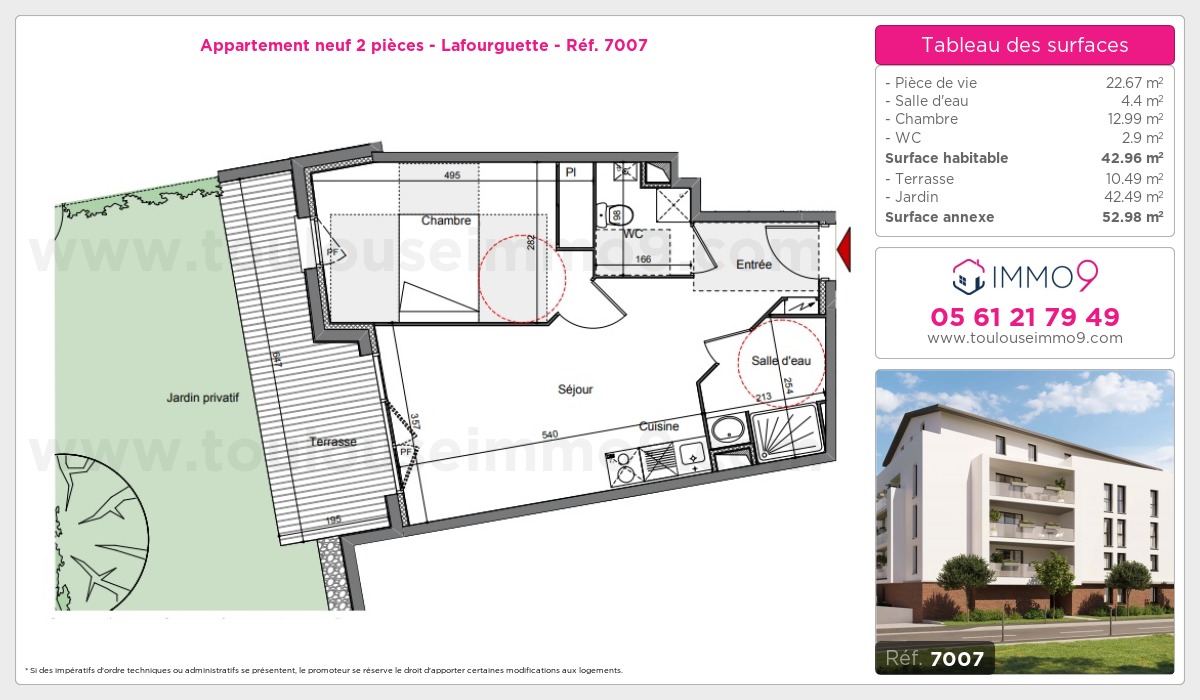 Plan et surfaces, Programme neuf Toulouse : Lafourguette Référence n° 7007