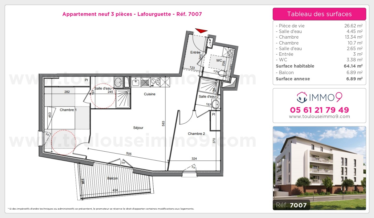 Plan et surfaces, Programme neuf Toulouse : Lafourguette Référence n° 7007