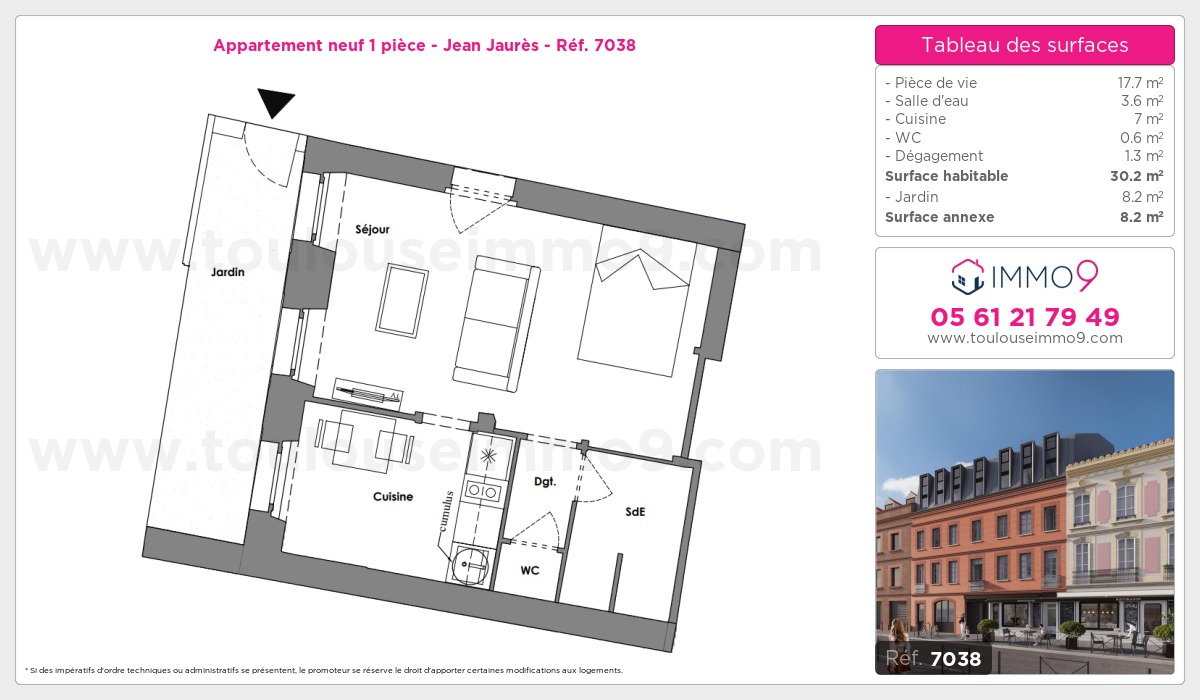 Plan et surfaces, Programme neuf Toulouse : Jean Jaurès Référence n° 7038