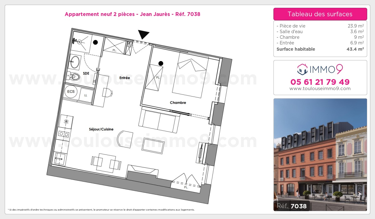 Plan et surfaces, Programme neuf Toulouse : Jean Jaurès Référence n° 7038