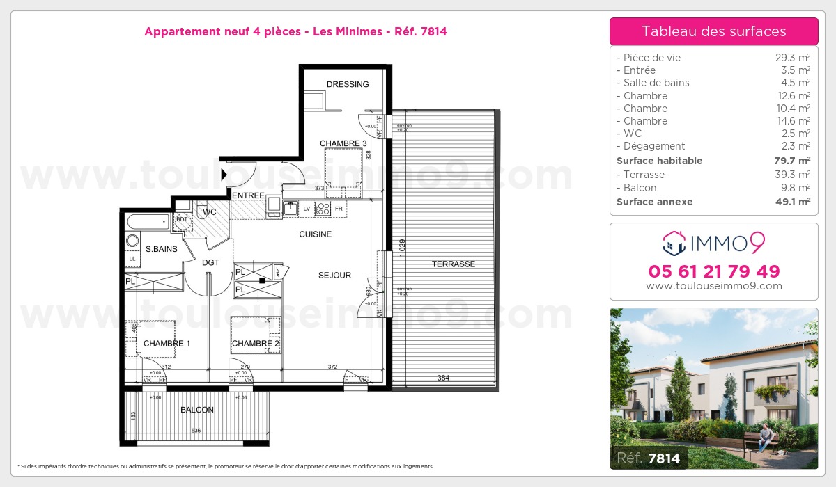 Plan et surfaces, Programme neuf Toulouse : Minimes Référence n° 7814