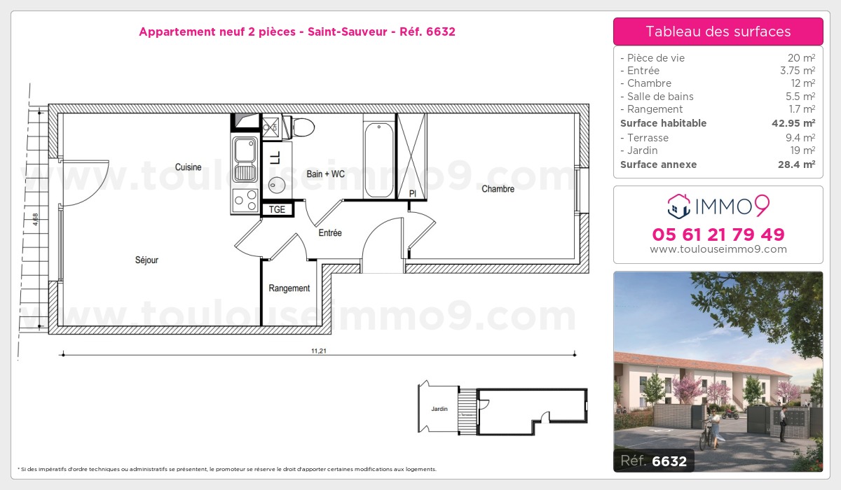 Plan et surfaces, Programme neuf Saint-Sauveur Référence n° 6632