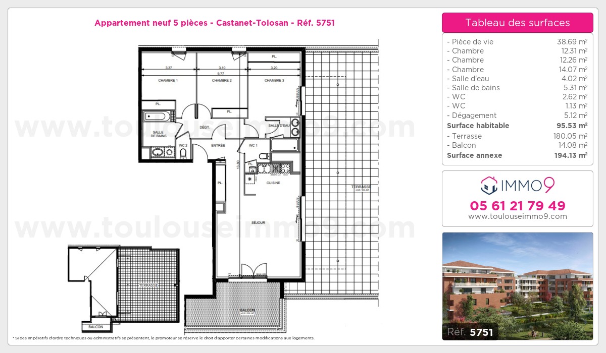 Plan et surfaces, Programme neuf Castanet-Tolosan Référence n° 5751