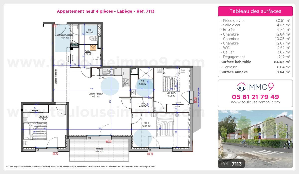 Plan et surfaces, Programme neuf Labège Référence n° 7113