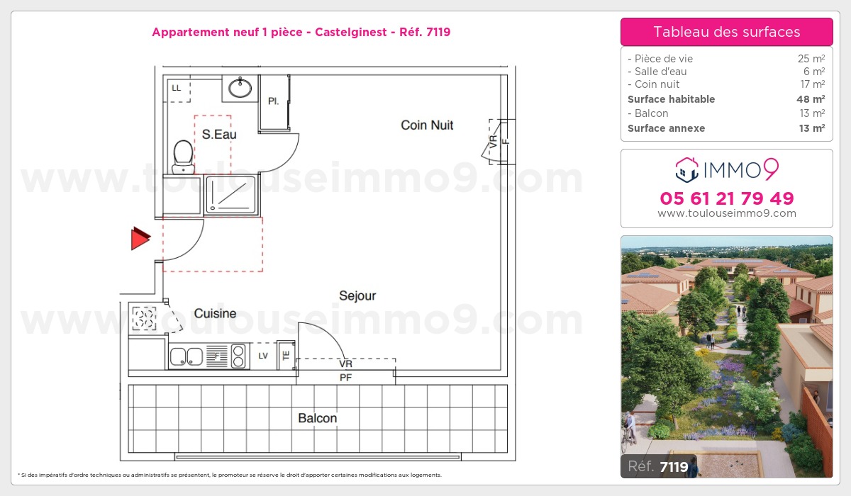 Plan et surfaces, Programme neuf Castelginest Référence n° 7119