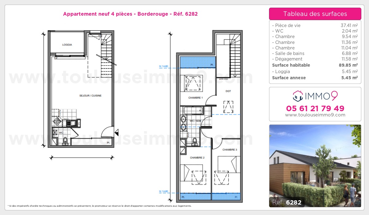 Plan et surfaces, Programme neuf Toulouse : Borderouge Référence n° 6282