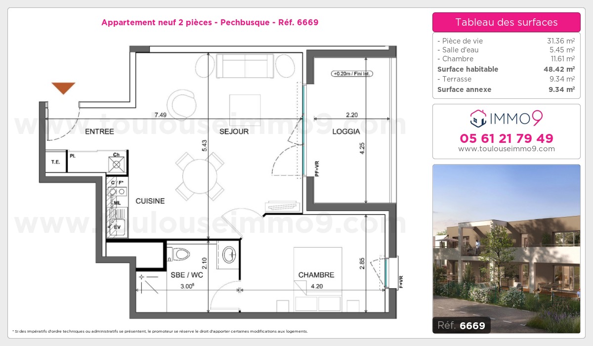 Plan et surfaces, Programme neuf Pechbusque Référence n° 6669