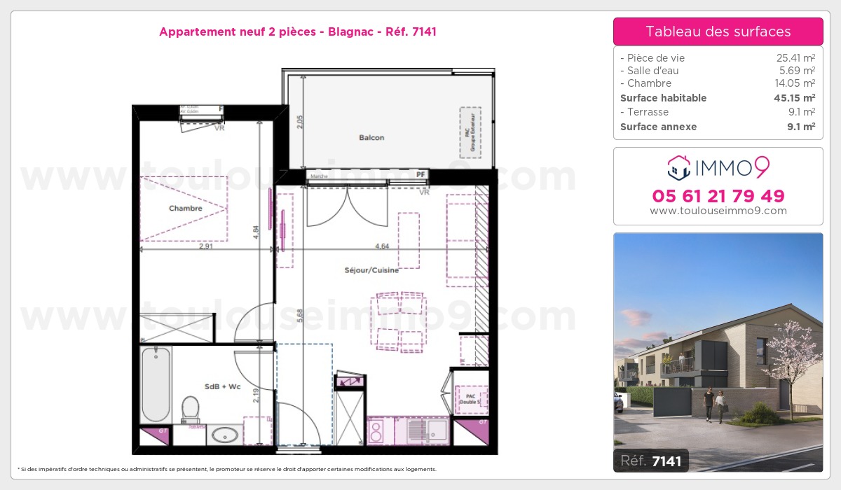 Plan et surfaces, Programme neuf Blagnac Référence n° 7141