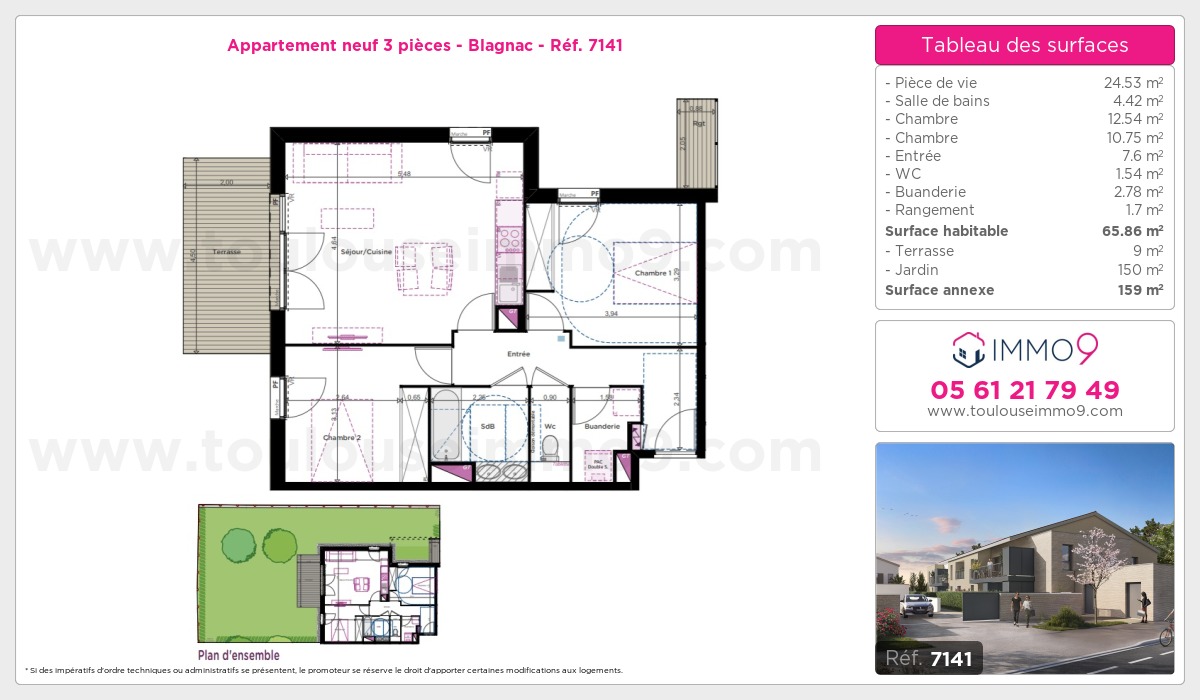 Plan et surfaces, Programme neuf Blagnac Référence n° 7141