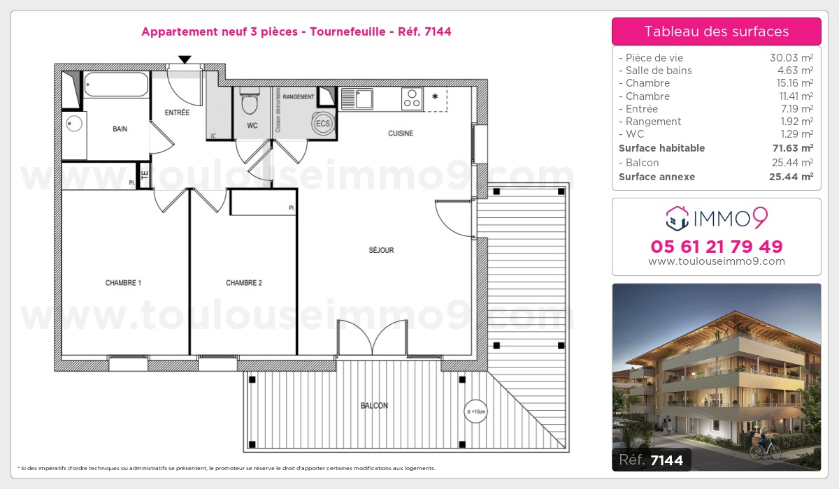 Plan et surfaces, Programme neuf Tournefeuille Référence n° 7144