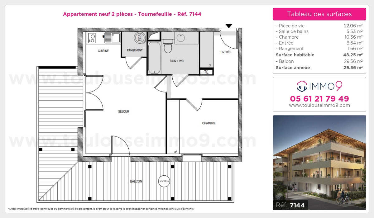 Plan et surfaces, Programme neuf Tournefeuille Référence n° 7144