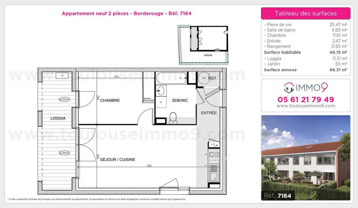 Plan et surfaces, Programme neuf Toulouse : Borderouge Référence n° 7164