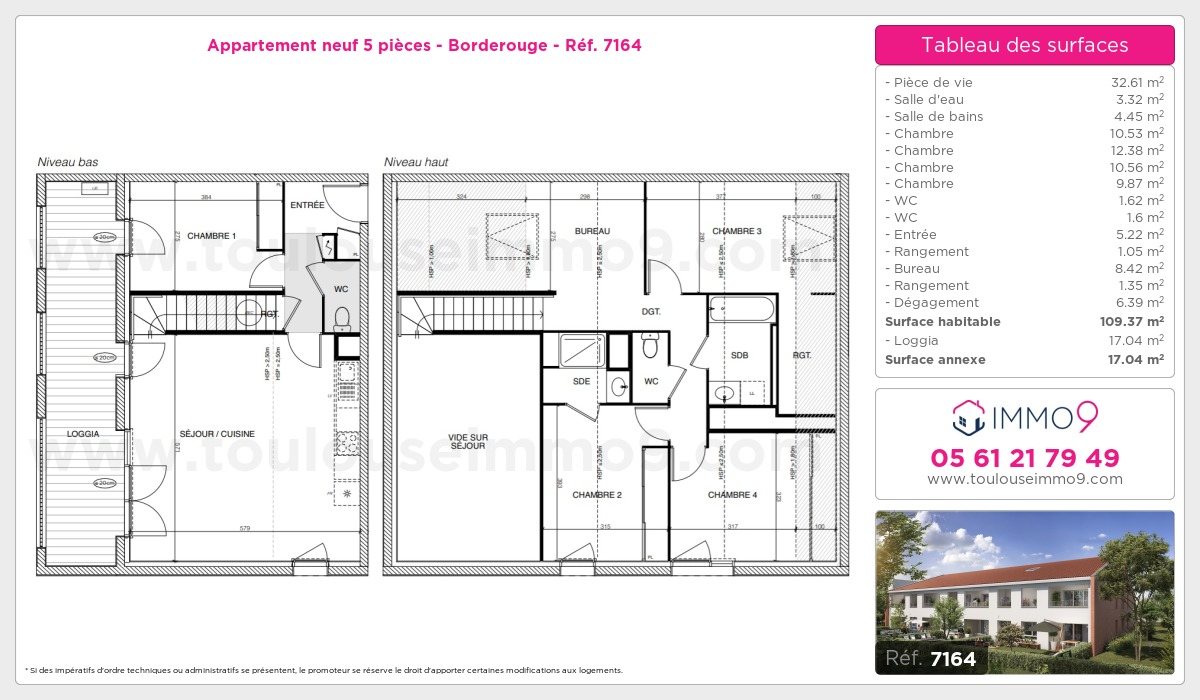 Plan et surfaces, Programme neuf Toulouse : Borderouge Référence n° 7164