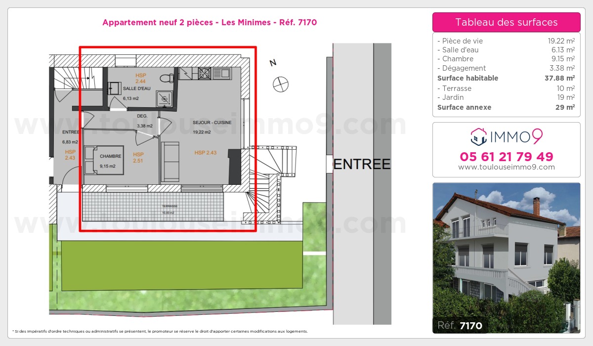 Plan et surfaces, Programme neuf Toulouse : Minimes Référence n° 7170